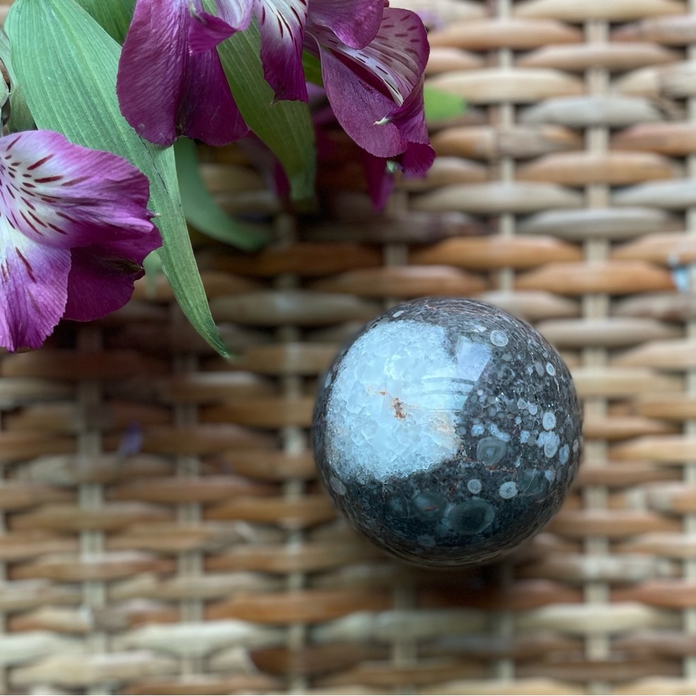 White/Grey Rhyolite Sphere 337g